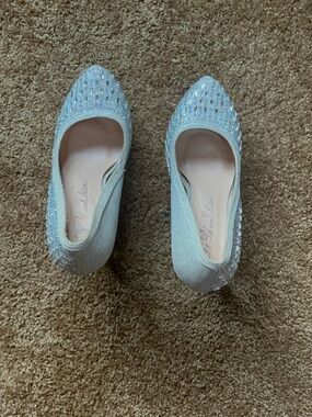 De Blossom Collection Embellished Silver Sparkle stiletto high heels